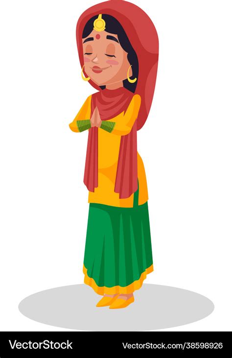 Indian woman cartoon character Royalty Free Vector Image