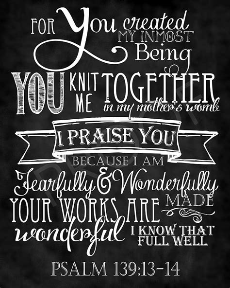 Scripture Art Psalm 139 13 14 Chalkboard Style Etsy