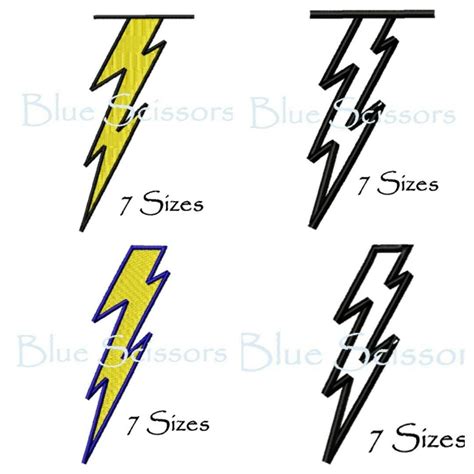 Lightning Bolts Set Embroidery Designs Four Lightning Bolt Embroidery Designs Lightning Bolt