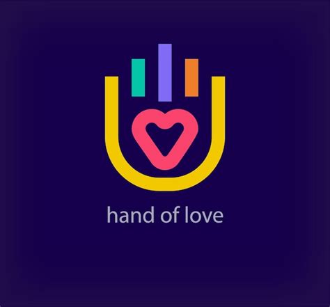 Premium Vector Unique Hand In Heart Logo Modern Design Color Creative Linear Palm Heart