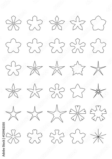 Star shape simply design elements set. Collection of 20 star elements ...