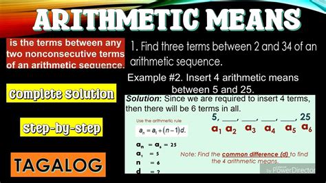 How To Find Arithmetic Means Insert Terms Youtube