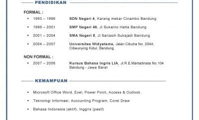 Contoh Cv Singkat Gawe CV