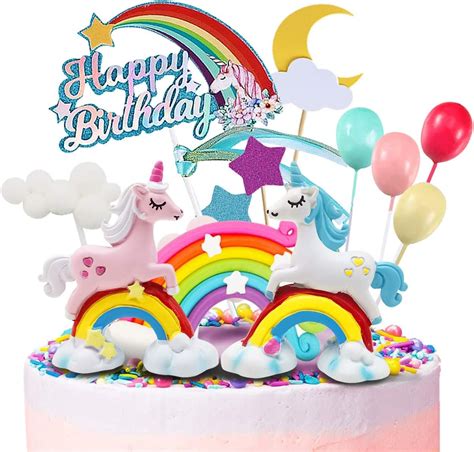 Movinpe Unicorn Cake Topper 2 Magic Unicorns Sculpture 1