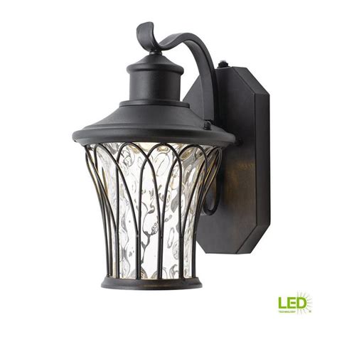 Home Decorators Collection Avia Falls Black Outdoor Led Dusk To Dawn