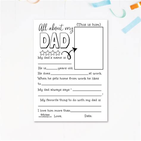 Fathers Day Fill In Printable Fill In The Blank Fathers Etsy