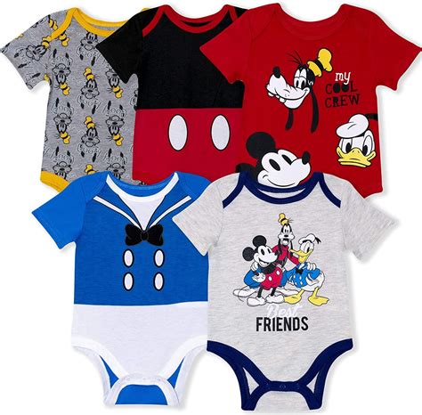 Disney - Disney 5-Pack Baby Boy Onesies with Mickey, Donald, Goofy for ...