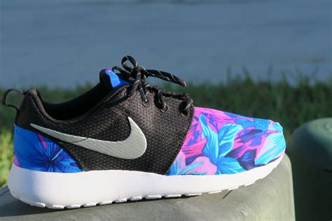 New Tahitian Blue Pink Floral Custom Women Nike Roshe Etsy