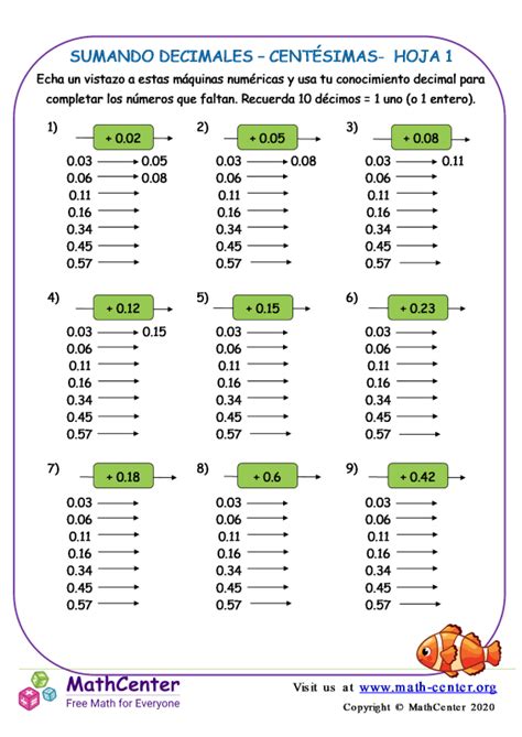 Quinto Grado Hojas De Trabajo Fracciones Decimales Math Center Images