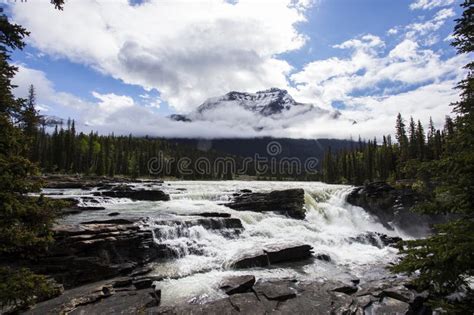 Summer In Athabasca Falls Jasper National Park Canada Stock Photo