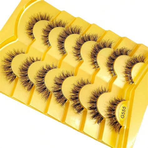 7 Pairs Full Strip Natural Long Soft Fluffy Eyelash Clear Band Anime Fake Eyelash Cross Wispy