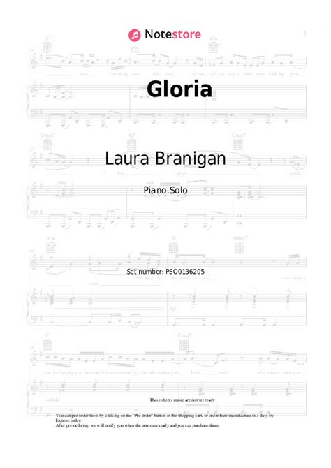 Gloria Piano Sheet Music Laura Branigan In Note Piano Solo Sku Pso0136205