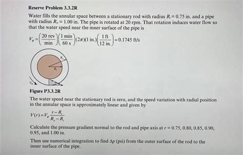 Reserve Problem 3 3 2R Water Fills The Annular Space Chegg