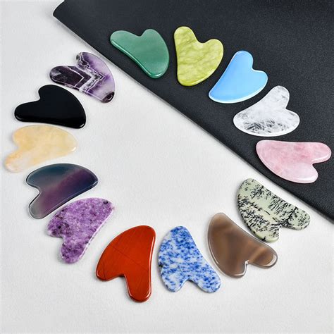 Custom Massage Guasha Packaging Natural Heart Shape Different Color Gua