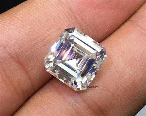 Asscher Cut Colorless Moissanite Stone For Semi Mount Wedding Etsy