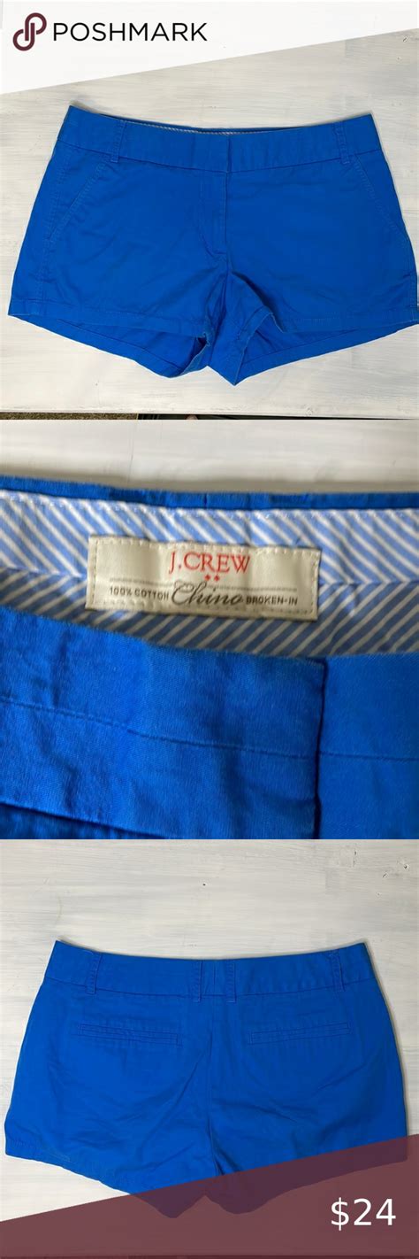 J Crew Chino Royal Blue Shorts With Clasp Closure Womens Size 8 In