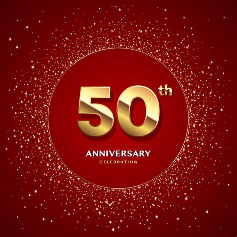 Premium Vector 50th Anniversary Logo With Gold Numbers And Glitter