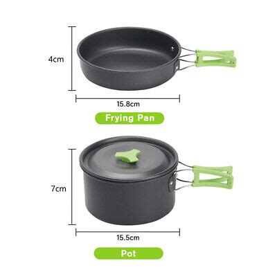 Camping Cooking Cookware Set Anodised Aluminium Pots Pans Picnic Bowl