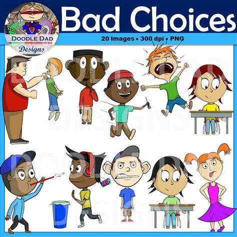 Bad Choices Clip Art behavior, Negative, Rules, Counseling - Etsy