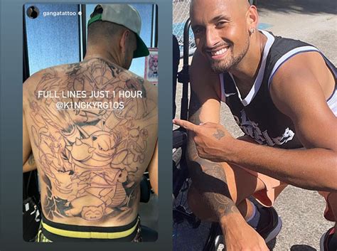 Nick Kyrgios Shows Off His Huge Pokemon Tattoo On His Back Tennis