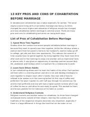 Ouewi 13 KEY PROS AND CONS OF COHABITATION BEFORE MARRIAGE In Decades