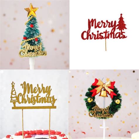 Merry Christmas Acrylic Cake Topper Cupcake Topper For Xmas Cake