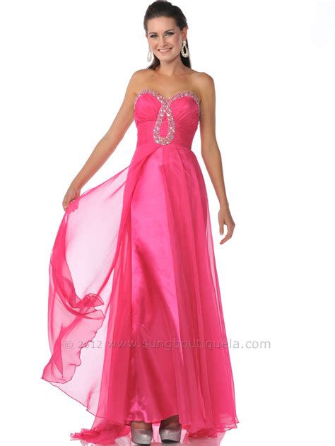 Fuschia Sweetheart Chiffon Prom Dress Sung Boutique L A