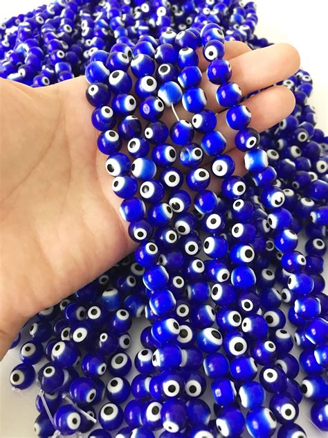 BULK Blue Glass Evil Eye Beads 10mm Round Evil Eye Glass Etsy