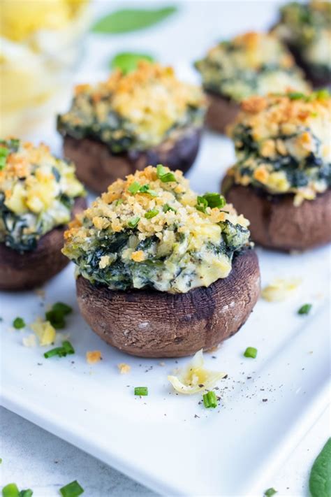 Spinach Artichoke Stuffed Mushrooms Recipe Evolving Table