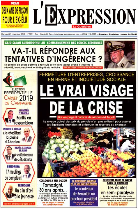 Revue De Presse Les Unes De Vos Journaux Du Mercredi 27 Novembre — Tsa