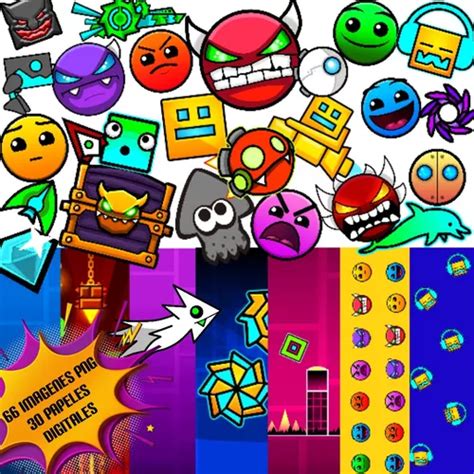 Pack Geometry Dash Imagenes Png Papeles Cuotas sin interés