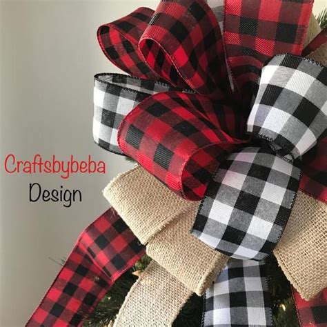 Christmas Tree Topper Plaid Xmas Tree Topper Buffalo Plaid Red