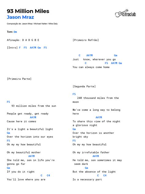 93 Million Miles Jason Mraz Pdf Physical Sciences Sky