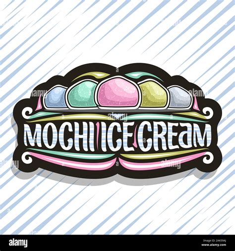 Logo Vector Pour La Crème Glacée Mochi Sombre Décoratif Tag Avec