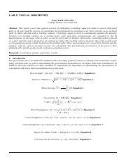 ENGR 216 LAB 2 Pdf LAB 2 VISUAL ODOMETRY Texas A M University