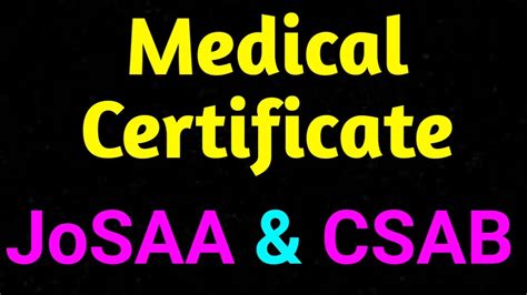 Medical Certificate For Josaa And Csab Youtube