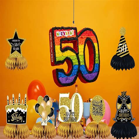 Buy 50th Birthday Decorations Men 9pcs Honeycomb Centerpieces For