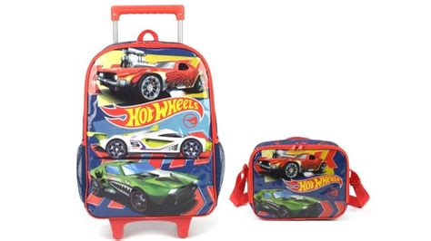 Kit Hot Wheels Original Mochila De Rodinha Lancheira Luxcel