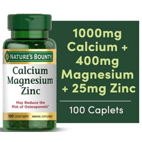 Nature S Bounty Calcium Magnesium Zinc Caplets 100 Ct Food 4 Less