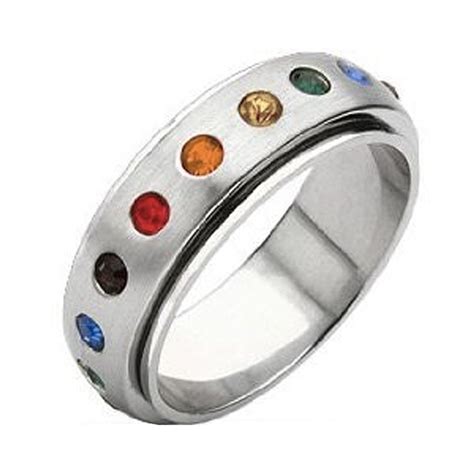 Rainbow Spinner Ring Gay And Lesbian Pride Stainless Steel Ring W Cz