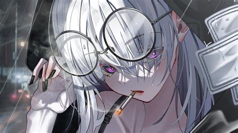 Chica Anime Con Lentes Y Cigarro Fondo De Pantalla 4k Hd Id11291