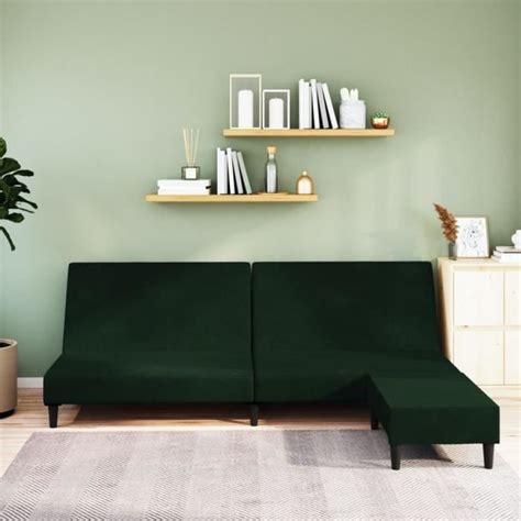 Tam Canap Lit Places Avec Repose Pied Vert Fonc Velours Ab