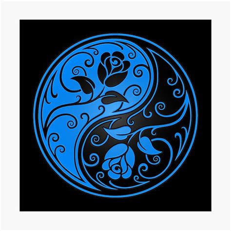 Blue And Black Yin Yang Roses Photographic Print For Sale By Jeffbartels Redbubble