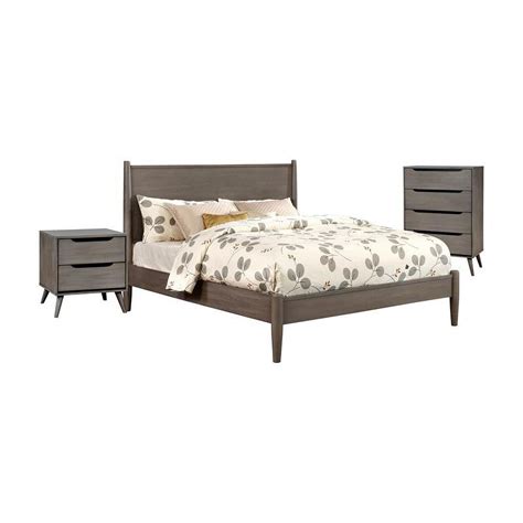 Foa Belkor Piece Gray Solid Wood Bedroom Set King Nightstand