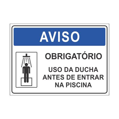 Placa Aviso Usar A Ducha Antes Da Piscina