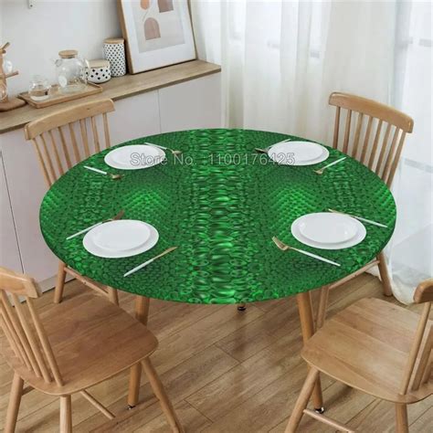 Зеленая скатерть из змеиной кожи с принтом, круглая Водонепроницаемая ...