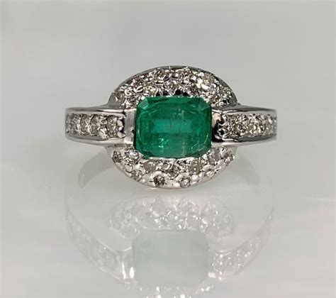 Emerald Ring Vintage, Emerald Diamond Ring, Emerald E… - Gem