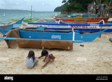 Paraw Boats White Beach Boracay The Visayas Philippines Southeast