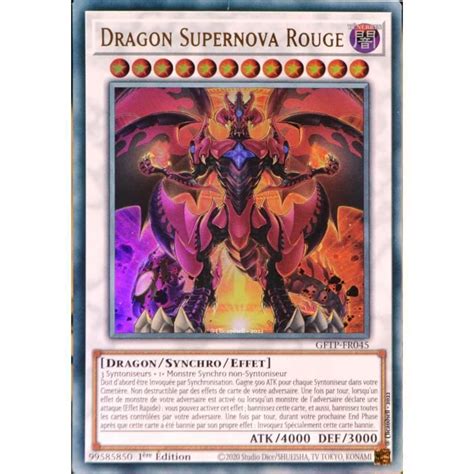 Carte Yu Gi Oh Gftp Fr Dragon Supernova Rouge Ultra Rare Neuf Fr