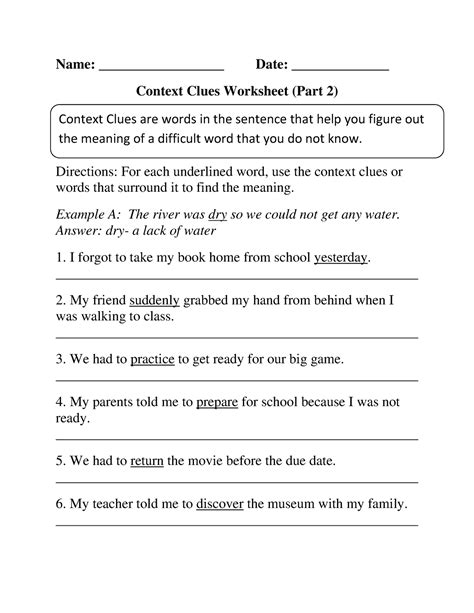 Context Clues P 2 Beginner Name Date Context Clues